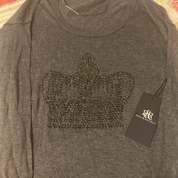 Rock & Republic XS New with Tags Charcoal Sweater - Picture 3 of 5